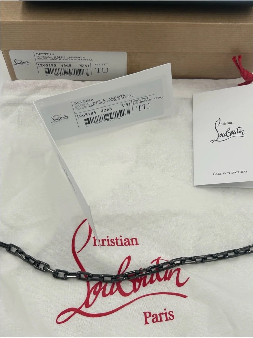 Women’s Christian Louboutin, Bettina, Napa, lamb leather wallet on a chain
